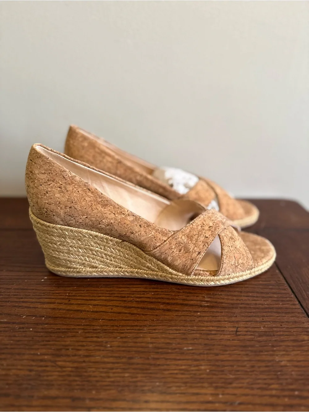 Jack Rogers Palmar Wedge Espadrille Peep-Toe Cork Women's Shoes NEW